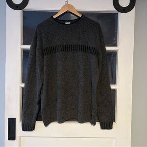 Columbia Dark Gray Crewneck Sweater with Ribbed Chest Detail 15% Wool